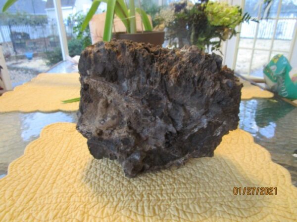 A piece of rock sitting on top of a table.