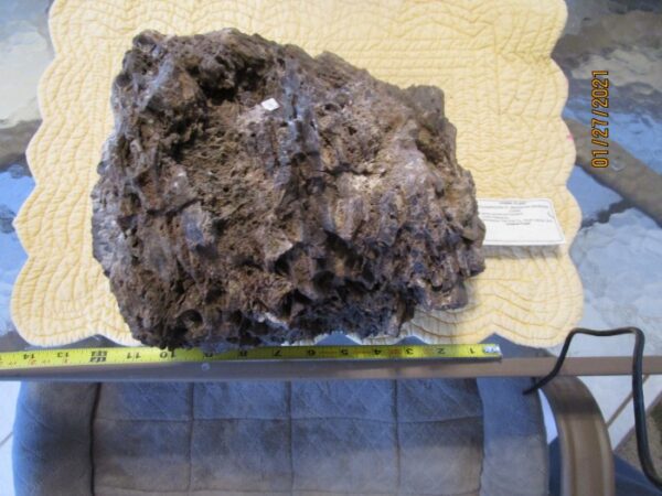 A large rock sitting on top of a table.